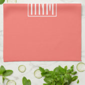 Initialen Monogram | wit op koraal Theedoek (Gevouwen)