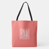 Initialen Monogram | wit op koraal Tote Bag (Voorkant)