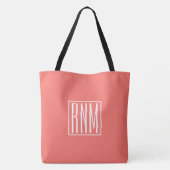Initialen Monogram | wit op koraal Tote Bag (Achterkant)