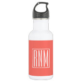 Initialen Monogram | wit op koraal Waterfles (Voorkant)