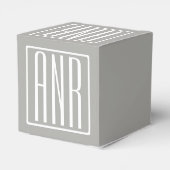 Initialen Monogram | Wit op lichtgrijs Bedankdoosjes (Achterkant)