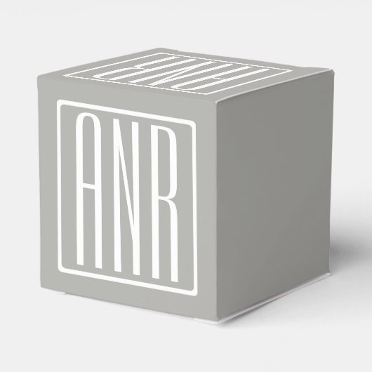 Initialen Monogram | Wit op lichtgrijs Bedankdoosjes (Achterkant)