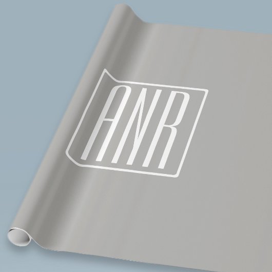 Initialen Monogram | Wit op lichtgrijs Cadeaupapier