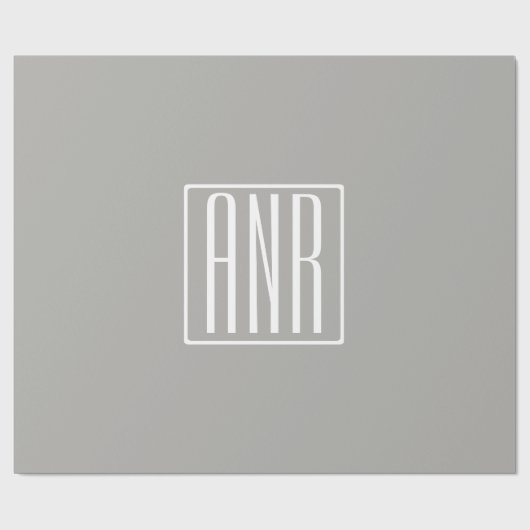 Initialen Monogram | Wit op lichtgrijs Cadeaupapier (Vlak)