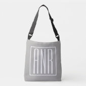 Initialen Monogram | Wit op lichtgrijs Crossbody Tas (Voorkant)