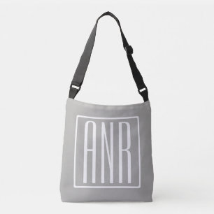 Initialen Monogram   Wit op lichtgrijs Crossbody Tas