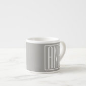 Initialen Monogram | Wit op lichtgrijs Espresso Kop (Voorkant rechts)