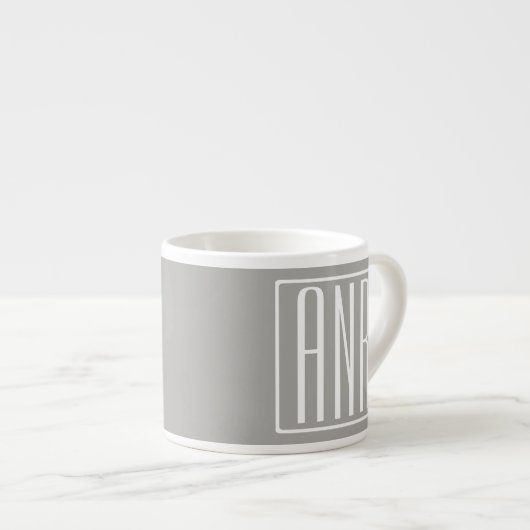 Initialen Monogram | Wit op lichtgrijs Espresso Kop (Voorkant rechts)