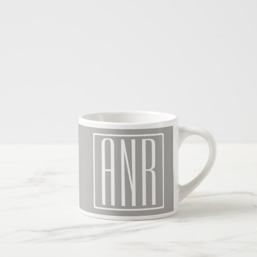 Initialen Monogram | Wit op lichtgrijs Espresso Kop (Rechts)