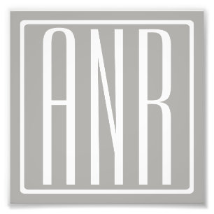 Initialen Monogram Wit Op Lichtgrijs Foto Afdruk