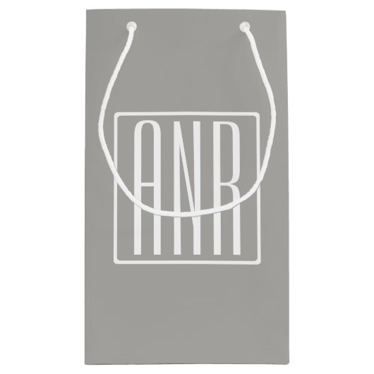 Initialen Monogram | Wit Op Lichtgrijs Klein Cadeauzakje (Achterkant)