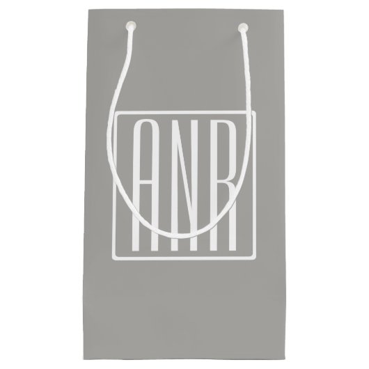 Initialen Monogram | Wit Op Lichtgrijs Klein Cadeauzakje (Voorkant)