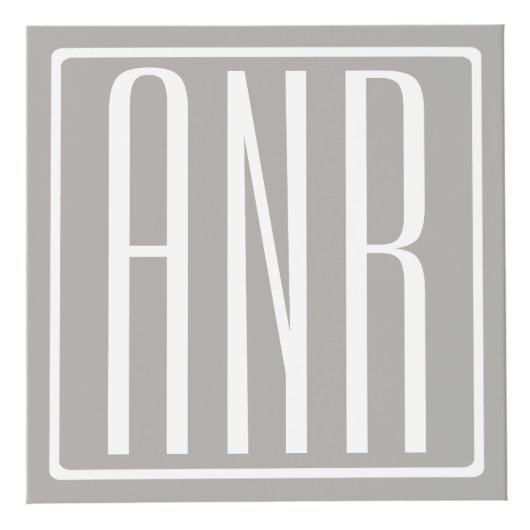 Initialen Monogram | Wit Op Lichtgrijs Kubus (Voorkant)