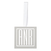 Initialen Monogram | Wit Op Lichtgrijs Kubus Ornament (Voorkant)