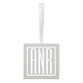 Initialen Monogram | Wit Op Lichtgrijs Kubus Ornament (Rechts)