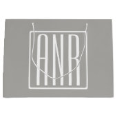 Initialen Monogram | Wit op lichtgrijs Large Cadeautasje (Voorkant)