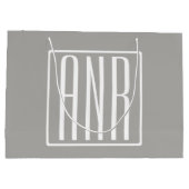 Initialen Monogram | Wit op lichtgrijs Large Cadeautasje (Achterkant)