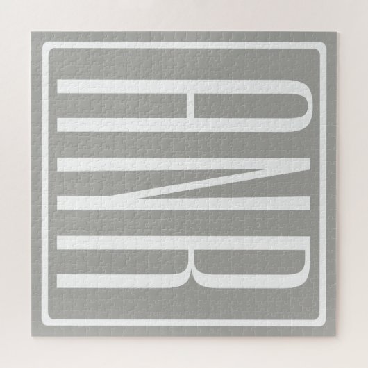 Initialen Monogram | Wit op lichtgrijs Legpuzzel (Horizontaal)