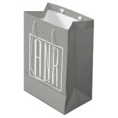 Initialen Monogram | Wit op lichtgrijs Medium Cadeauzakje (Voorkant Gekanteld)