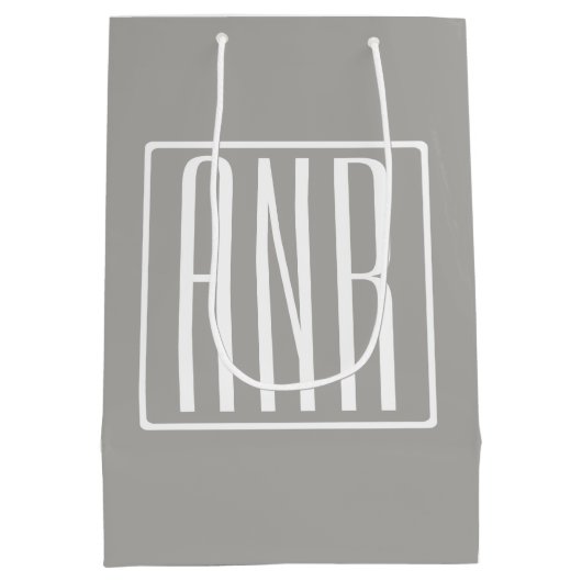Initialen Monogram | Wit op lichtgrijs Medium Cadeauzakje (Achterkant)