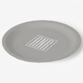 Initialen Monogram | Wit Op Lichtgrijs Papieren Bordje (Gekanteld)