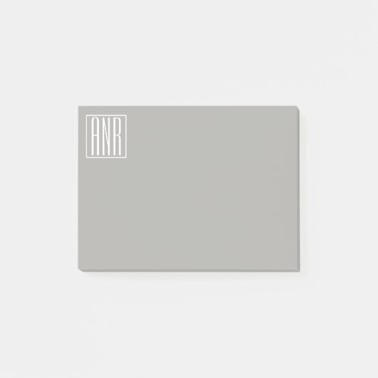 Initialen Monogram | Wit op lichtgrijs Post-it® Notes (Voorkant)