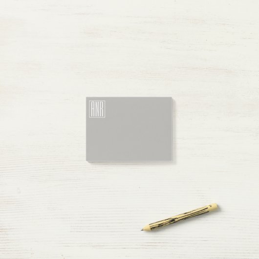Initialen Monogram | Wit op lichtgrijs Post-it® Notes (Op bureau)