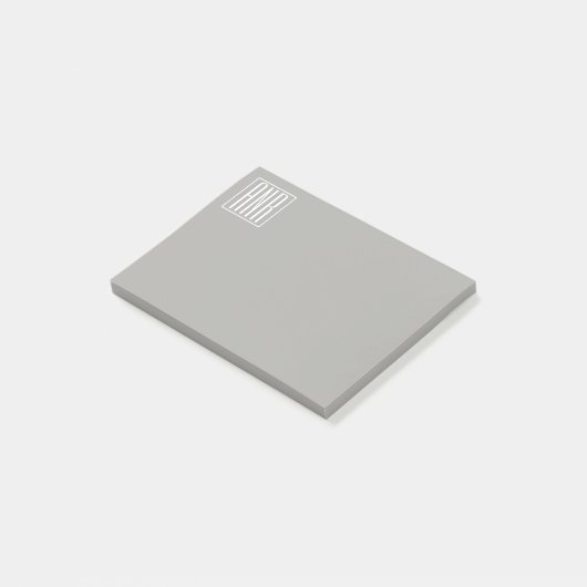 Initialen Monogram | Wit op lichtgrijs Post-it® Notes (Schuin)