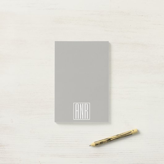 Initialen Monogram | Wit op lichtgrijs Post-it® Notes (Op bureau)