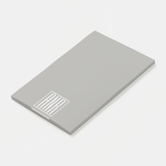 Initialen Monogram | Wit op lichtgrijs Post-it® Notes (Schuin)