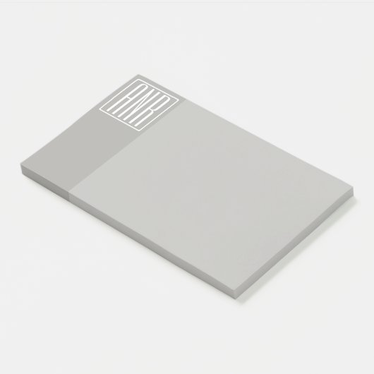 Initialen Monogram | Wit op lichtgrijs Post-it® Notes (Schuin)