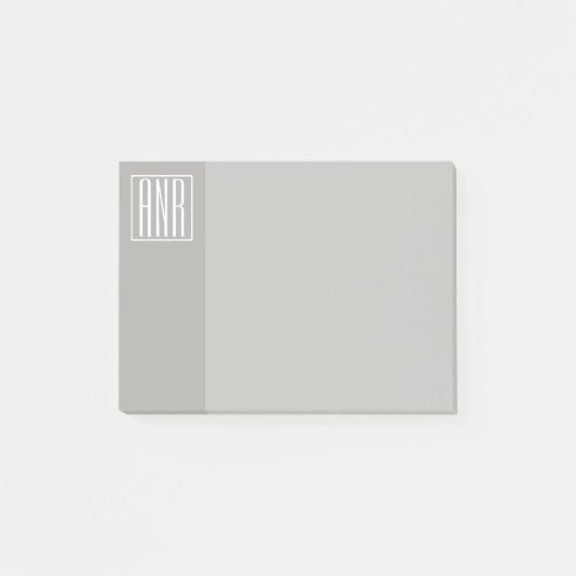 Initialen Monogram | Wit Op Lichtgrijs Post-it® Notes (Voorkant)