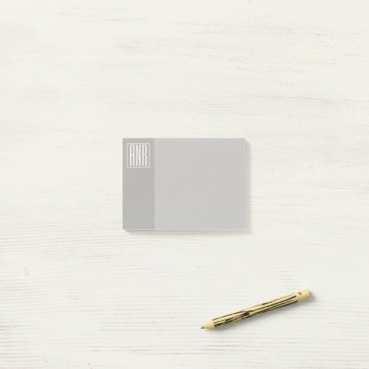 Initialen Monogram | Wit Op Lichtgrijs Post-it® Notes (Op bureau)
