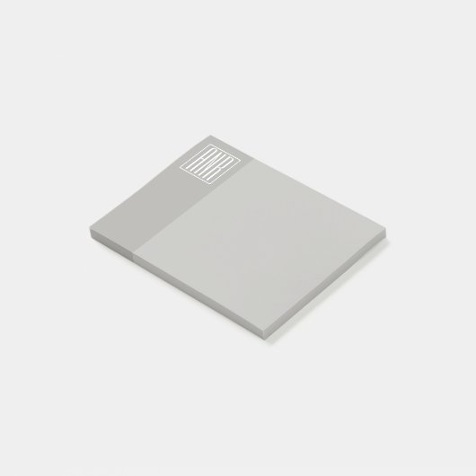 Initialen Monogram | Wit Op Lichtgrijs Post-it® Notes (Schuin)