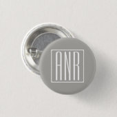 Initialen Monogram | Wit op lichtgrijs Ronde Button 3,2 Cm (Voorkant /achterkant)