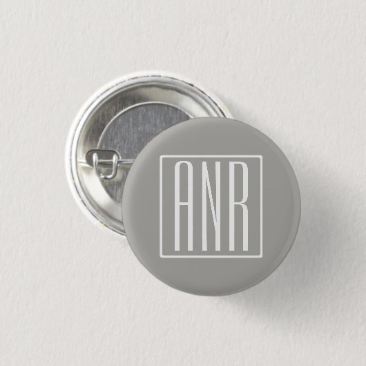 Initialen Monogram | Wit op lichtgrijs Ronde Button 3,2 Cm (Voorkant /achterkant)