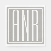 Initialen Monogram | Wit op lichtgrijs Servetten (Voorkant)