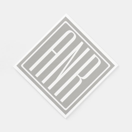 Initialen Monogram | Wit op lichtgrijs Servetten (Hoek)