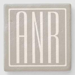 Initialen Monogram | Wit op lichtgrijs Stenen Onderzetter