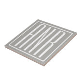 Initialen Monogram | Wit op lichtgrijs Tegeltje (Zijkant)