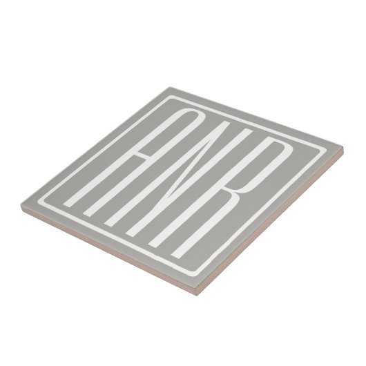 Initialen Monogram | Wit op lichtgrijs Tegeltje (Zijkant)