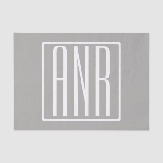 Initialen Monogram | Wit op lichtgrijs Tissuepapier (Voorkant)