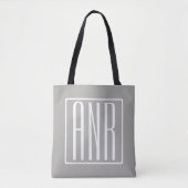 Initialen Monogram | Wit op lichtgrijs Tote Bag (Voorkant)