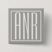 Initialen Monogram | Wit Op Lichtgrijs Vierkante Button 5,1 Cm (Voorkant)