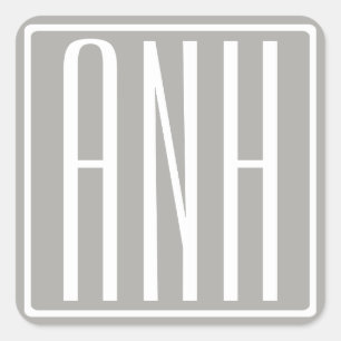 Initialen Monogram Wit op lichtgrijs Vierkante Sticker