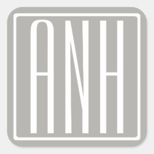 Initialen Monogram Wit Op Lichtgrijs Vierkante Sticker