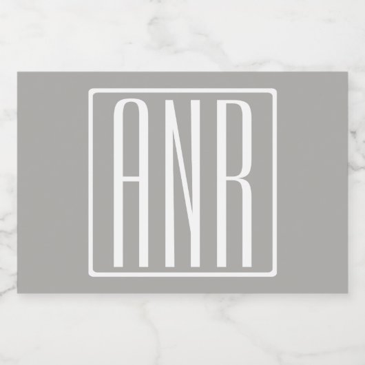 Initialen Monogram | Wit op lichtgrijs Voedselcontainer Etiket (Enkel label)