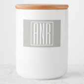 Initialen Monogram | Wit op lichtgrijs Voedselcontainer Etiket (Voorkant)