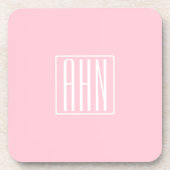 Initialen Monogram | wit op lichtroze Bier Onderzetter (Voorkant)