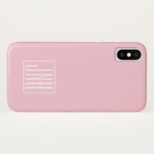Initialen Monogram | wit op lichtroze Case-Mate iPhone Case (Achterkant (horizontaal))